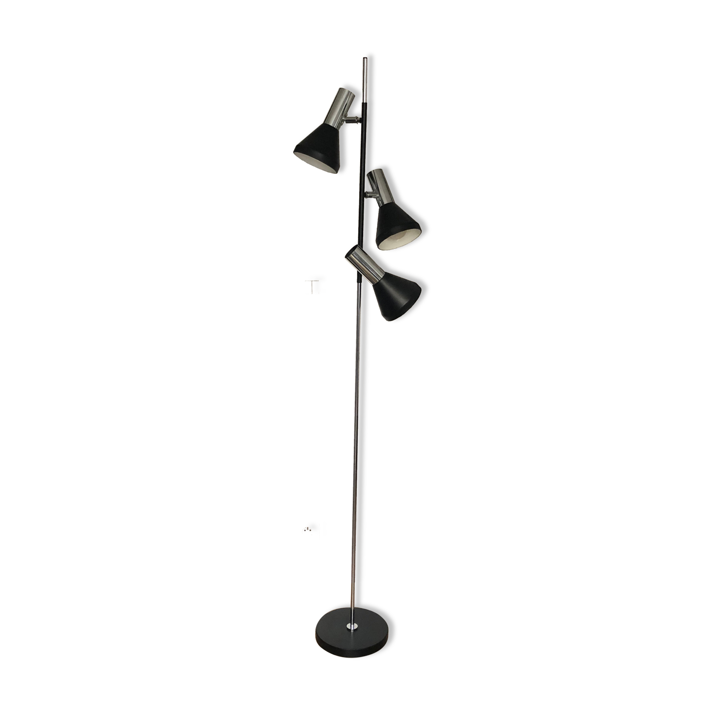 Lampadaire allemand en chrome 1970 3 lampes