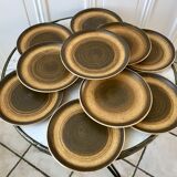 Set of 10 hand-painted Longchamp sandstone dessert plates