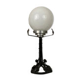 Art Nouveau Art Deco Lamp in wrought iron White globe