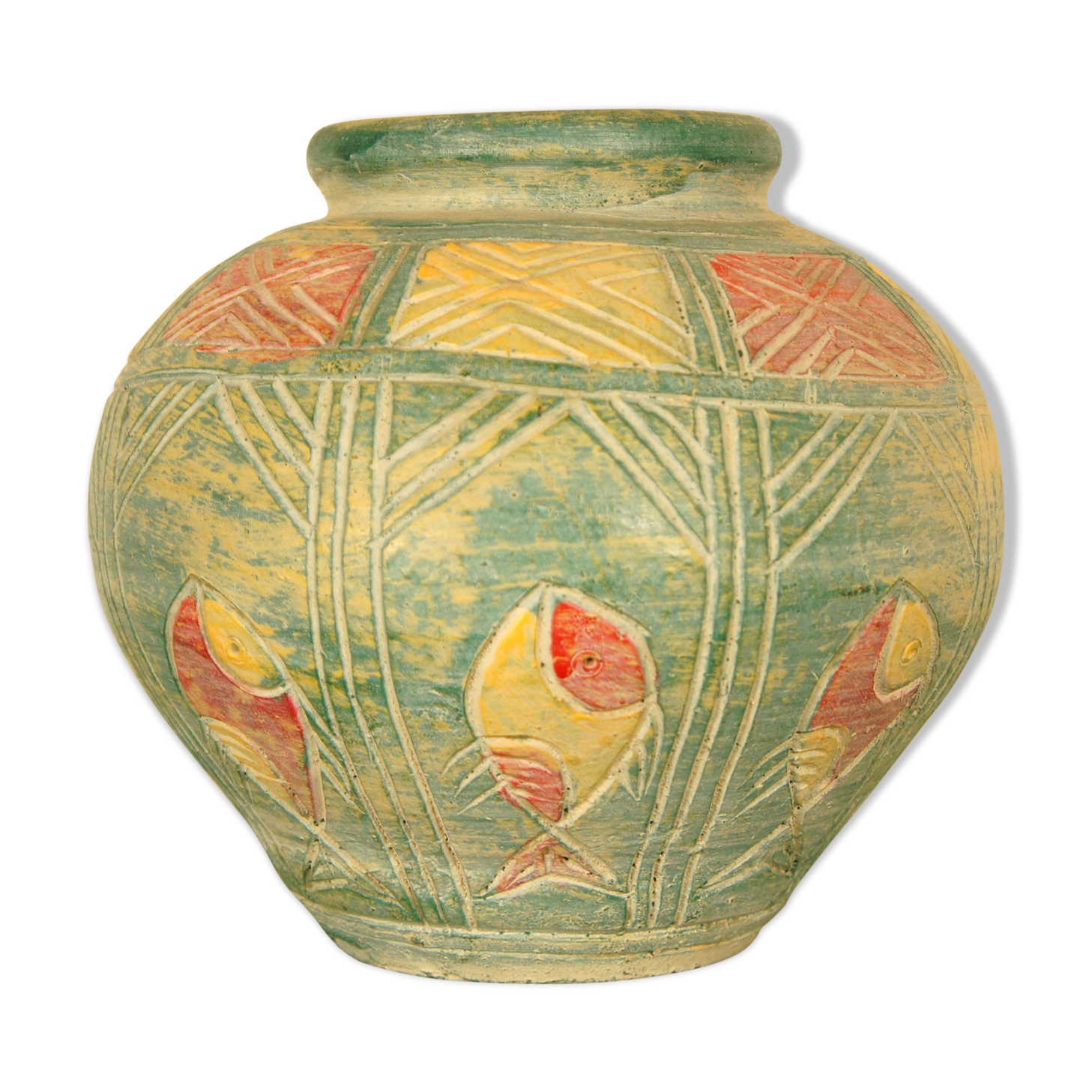 Scarified pansu terracotta vase
