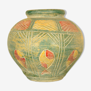 Scarified pansu terracotta vase