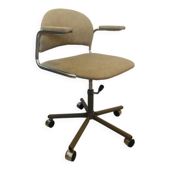 Fauteuil de bureau vintage beige de Kovona, modèle K-107, Tchécoslovaquie, années 1970