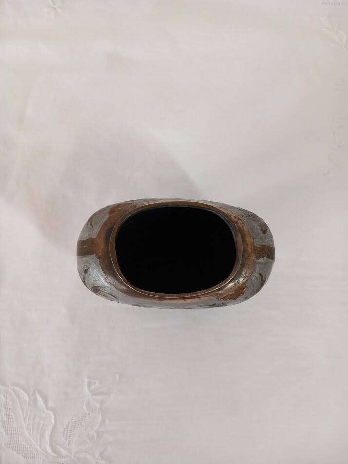 Enameled brass vase