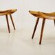 Pair of beech straw stools, 1960s, Czechoslovakia
