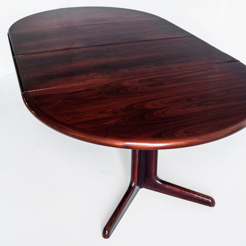 Scandinavian dining table with two extensions.Gudme Mobelfabrik. Rosewood. Denmark, 1960s
