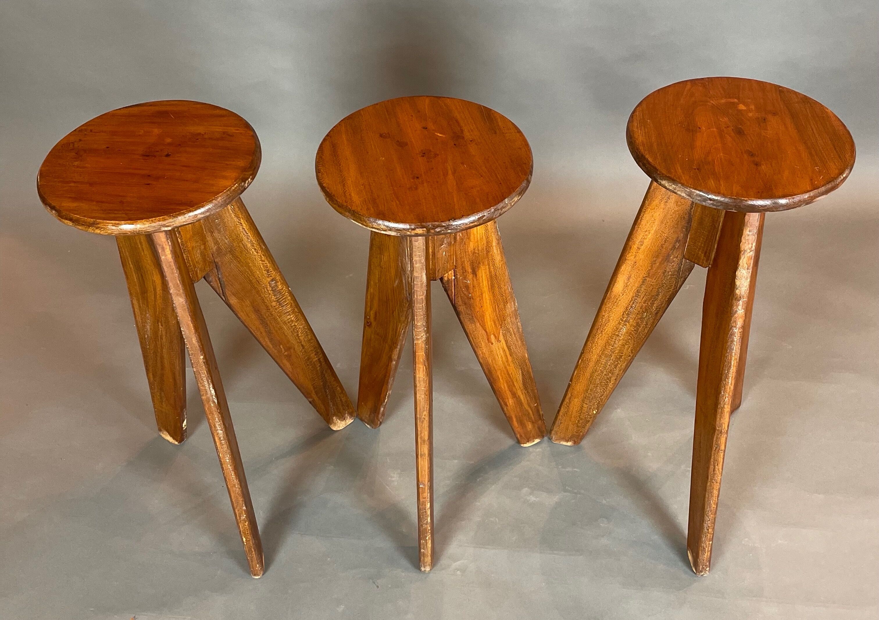 Set of 3 brutalist bar stools