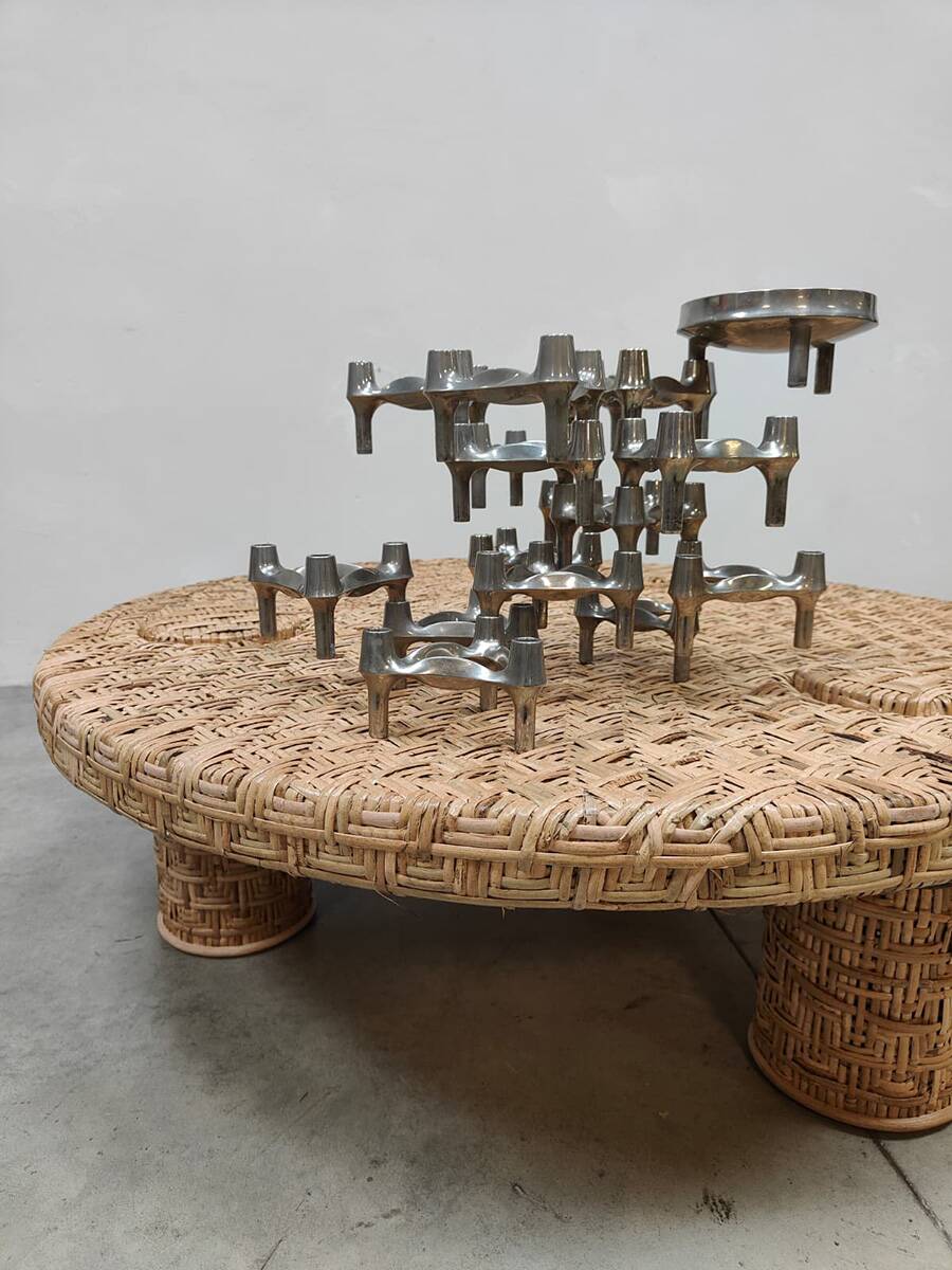 HKliving round design rattan coffee table