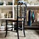 Napoleon III chair in black wood and straw