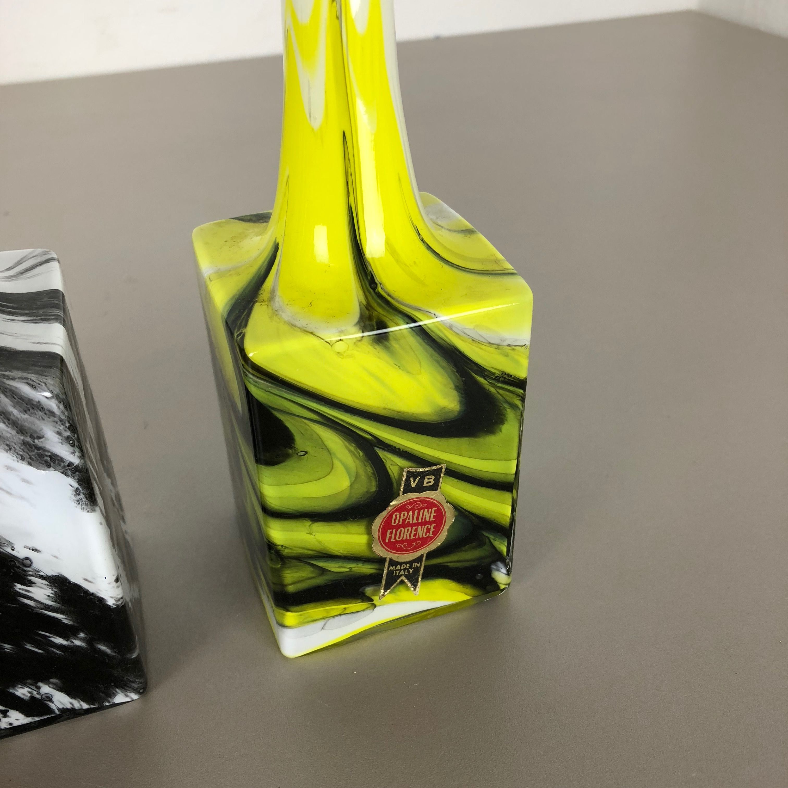 Set of 3 vintage pop art opaline Florence vase design, Italy, 1970s