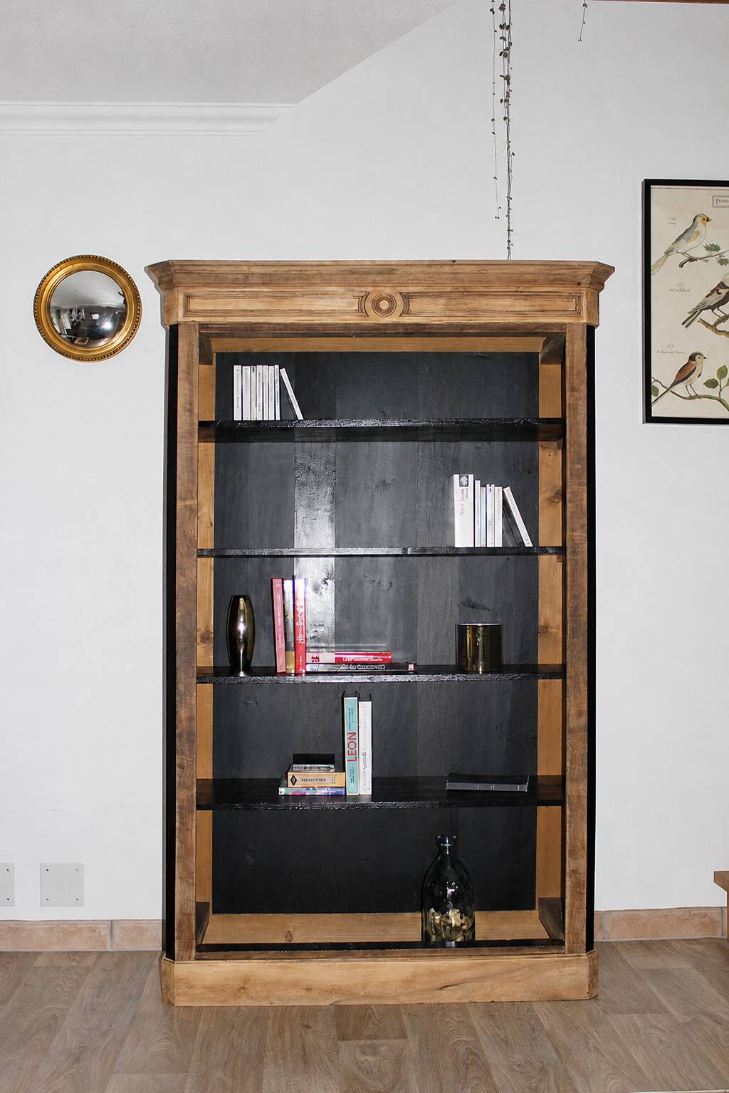 Renovated antique solid wood furniture – bookshelf / entrance wardrobe