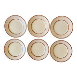 6 assiettes plates anciennes en faïence de Longchamp
