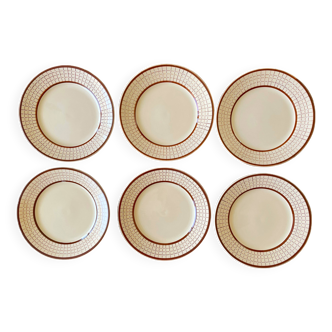 6 assiettes plates anciennes en faïence de Longchamp