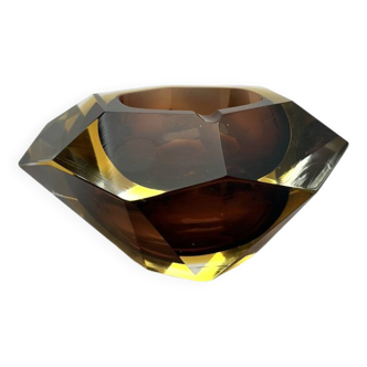 Ashtray in Faceted Glass attributed to Seguso, Murano, Italy, 1970s