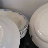 6 Saint Amand and Hamage white/blue earthenware soup plates