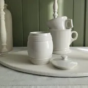 Ancien pot couvert moutardier Creil Montereau
