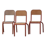 Chaises d’école vintage orange et métal