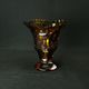 Bohemian cut crystal vase with Art Deco ruby red amber floral decoration