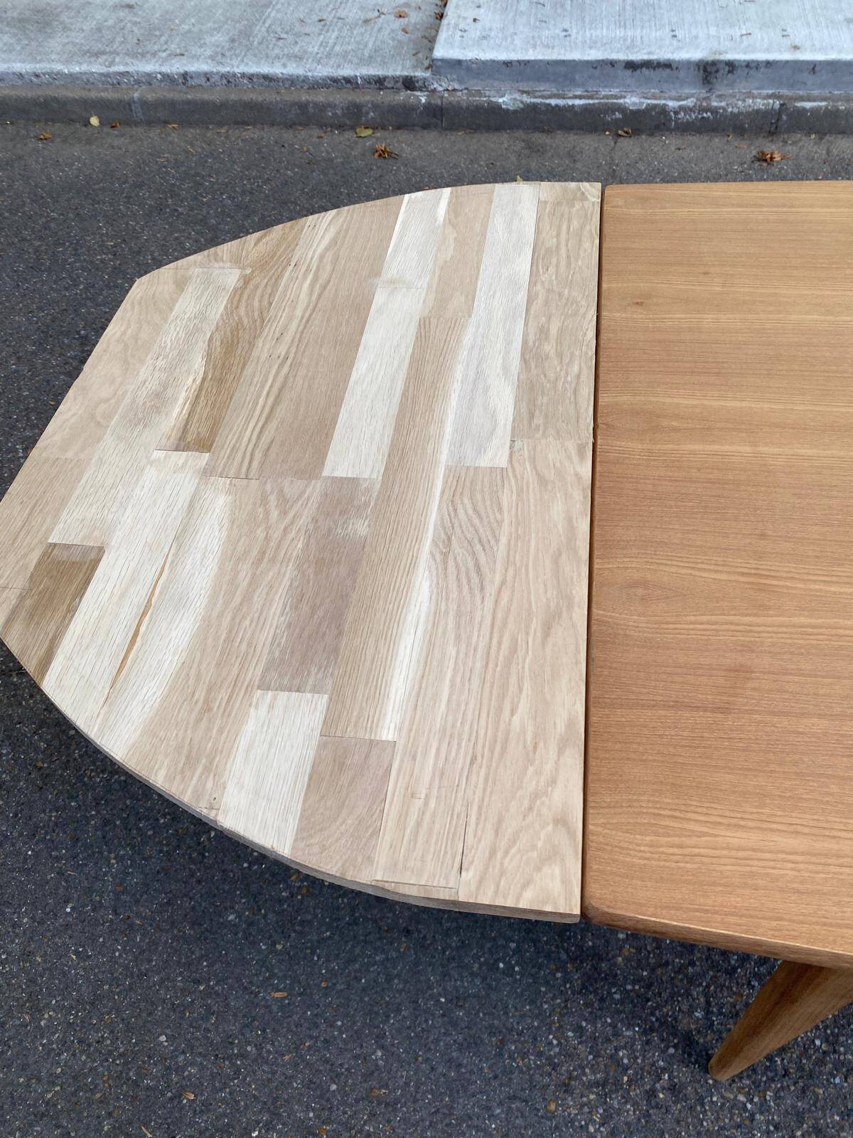 Scandinavian extendable dining table stripped in raw teak 1960 certified NF