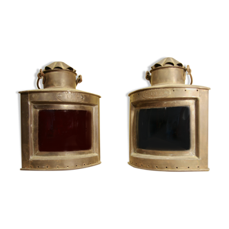 Pair of port and starboard lanterns signed Firmin Le Drezen (LDF) early 20th century
