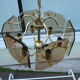 Golden chandelier 6 bevelled smoky glass lights