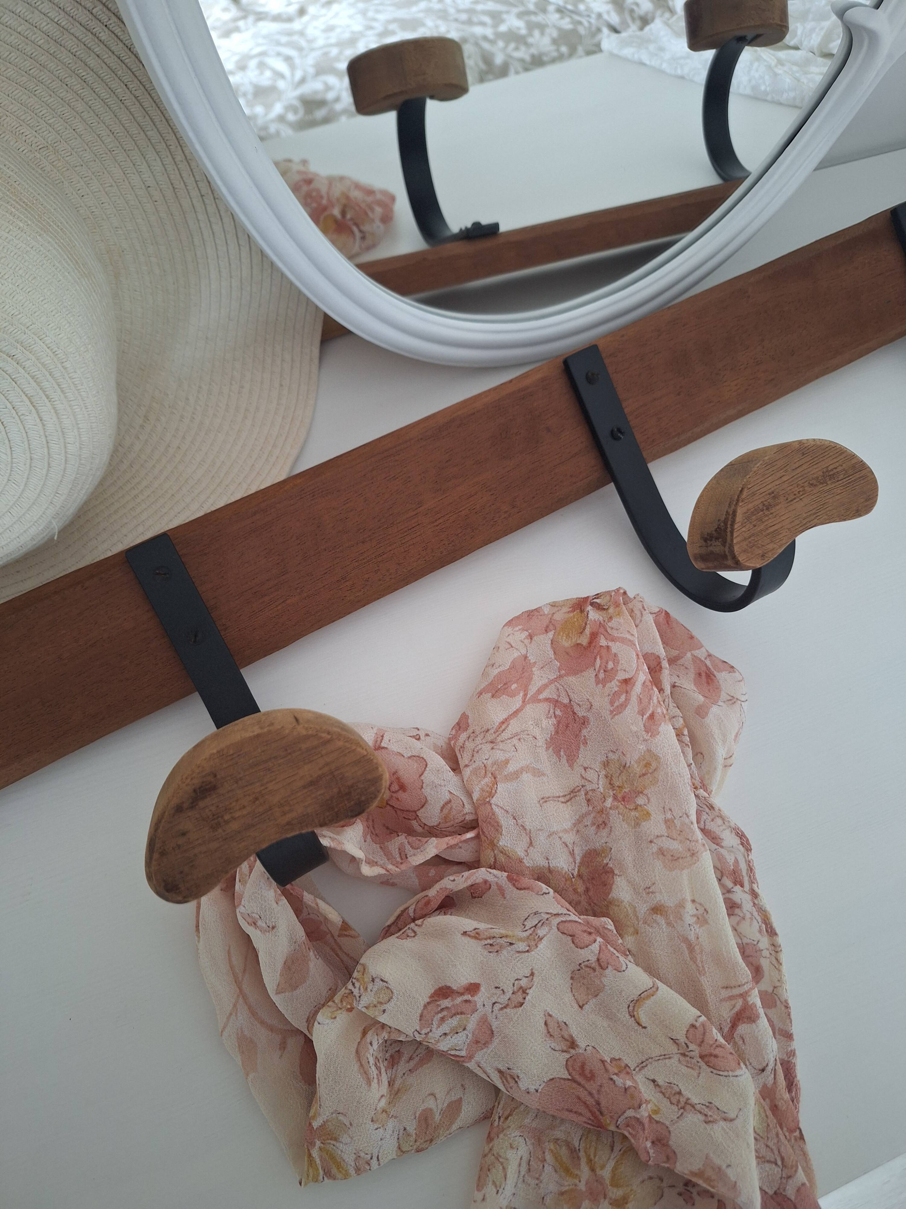 Wooden and metal wall hook