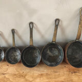 Mini battery of 5 pewter pans