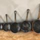 Mini battery of 5 pewter pans