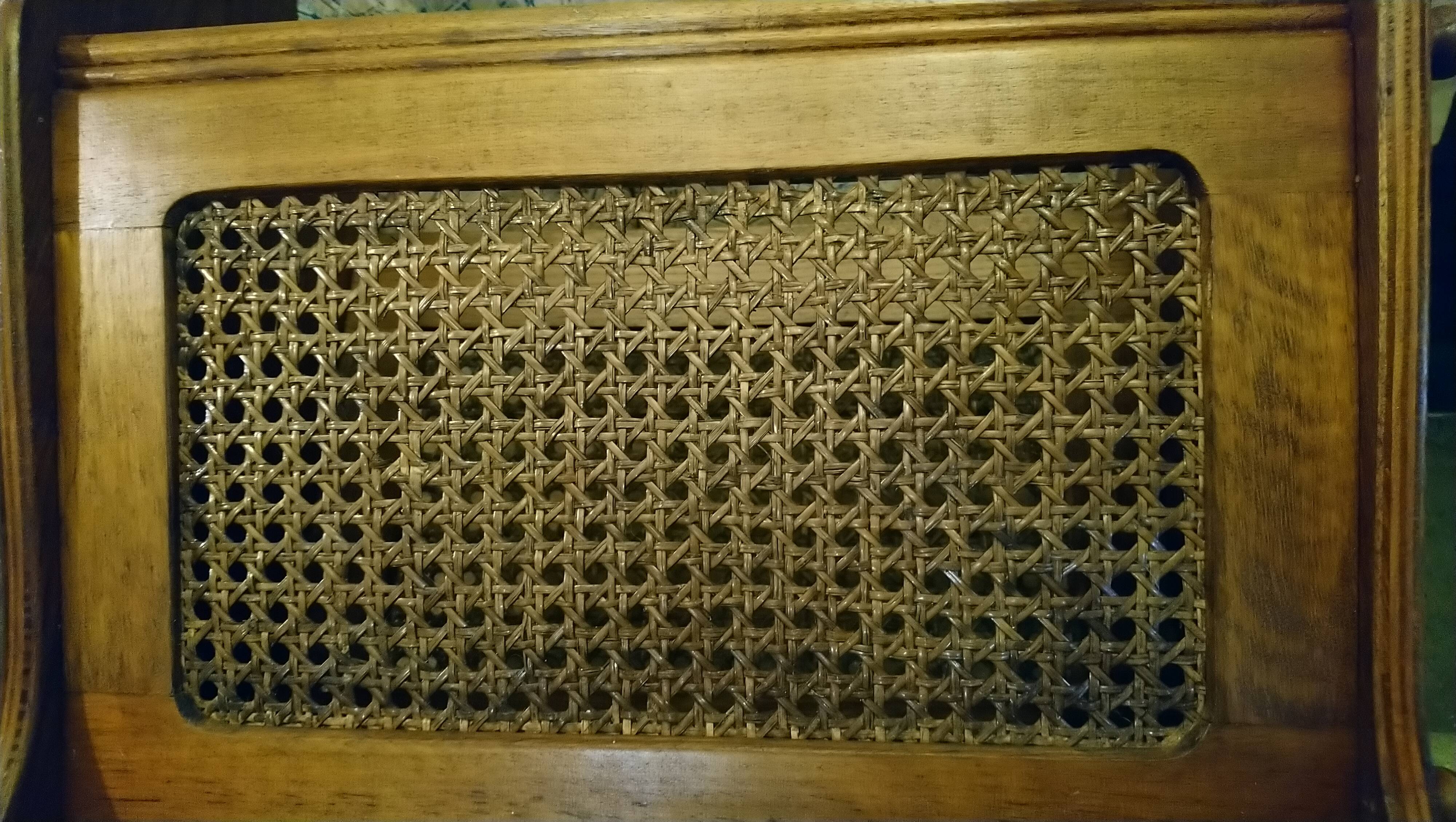 Oak caned magazine rack