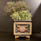 Sarreguemines, pot cache, gardener in earthenware XIXth