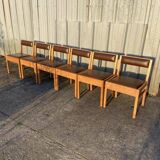 6 wooden and leatherette chairs