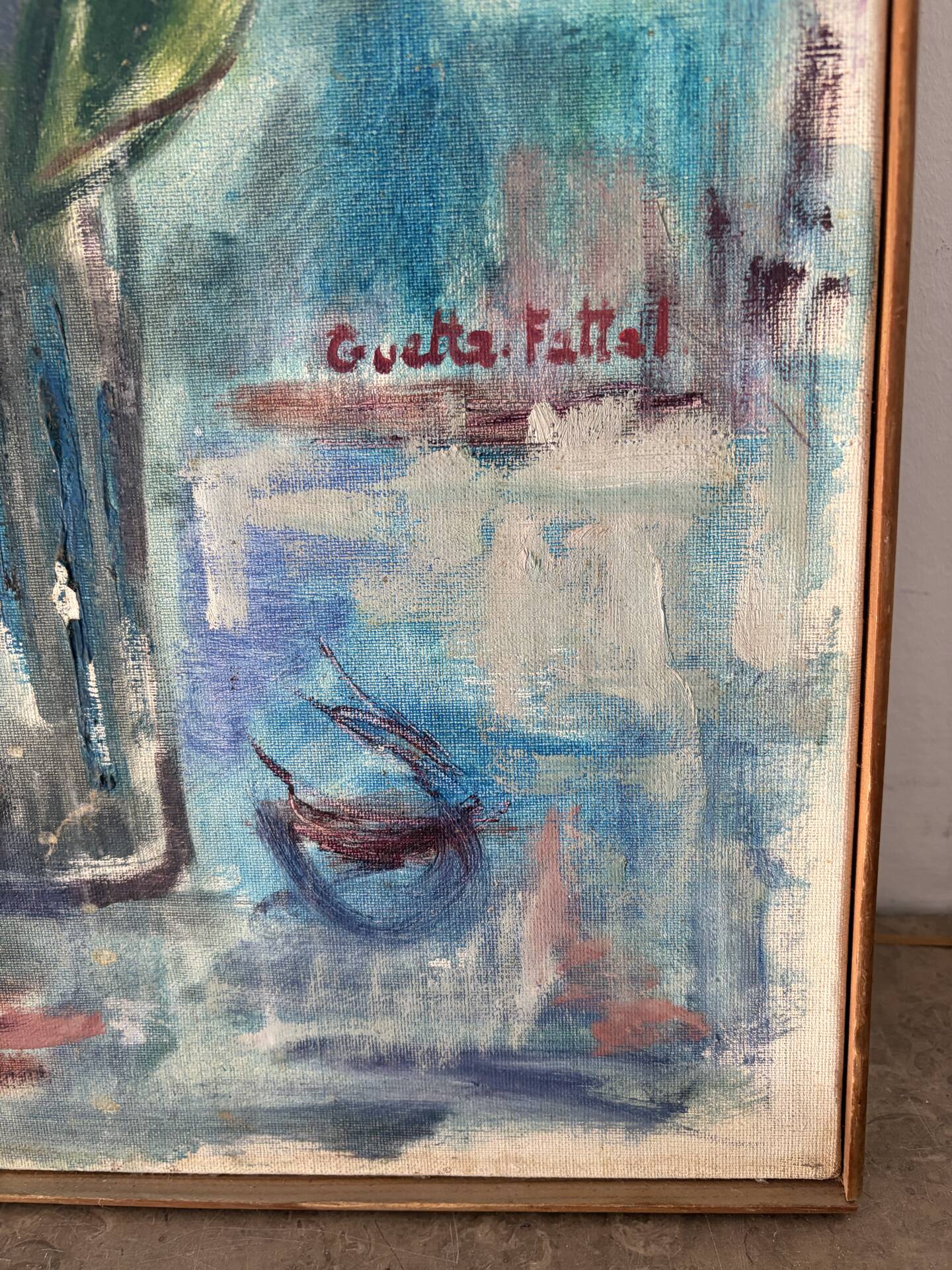 Anemones, oil on canvas signed Guette Fattal