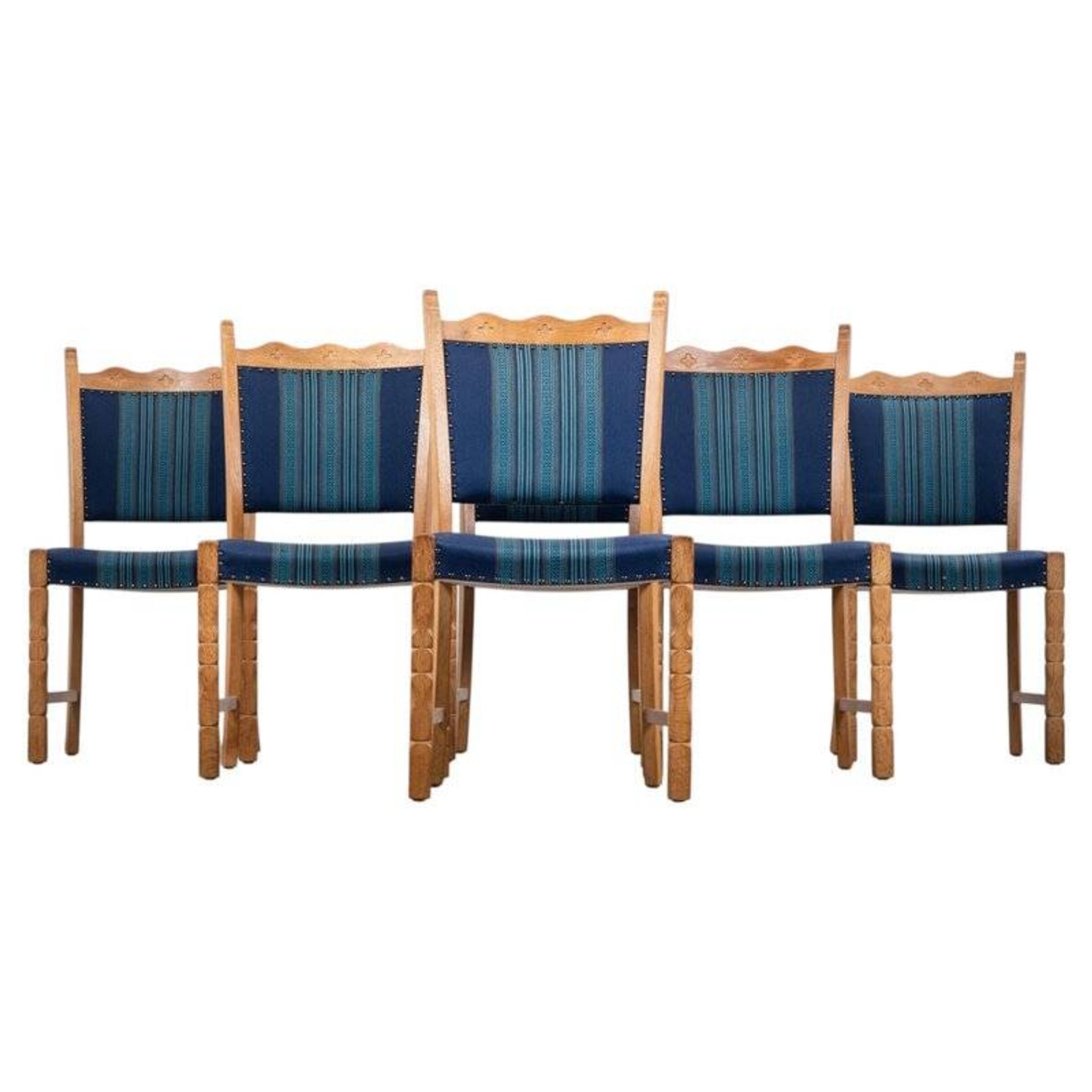 Dining Chairs in Oak by Hennnig Kjærnulf, 1960s, Set of 6