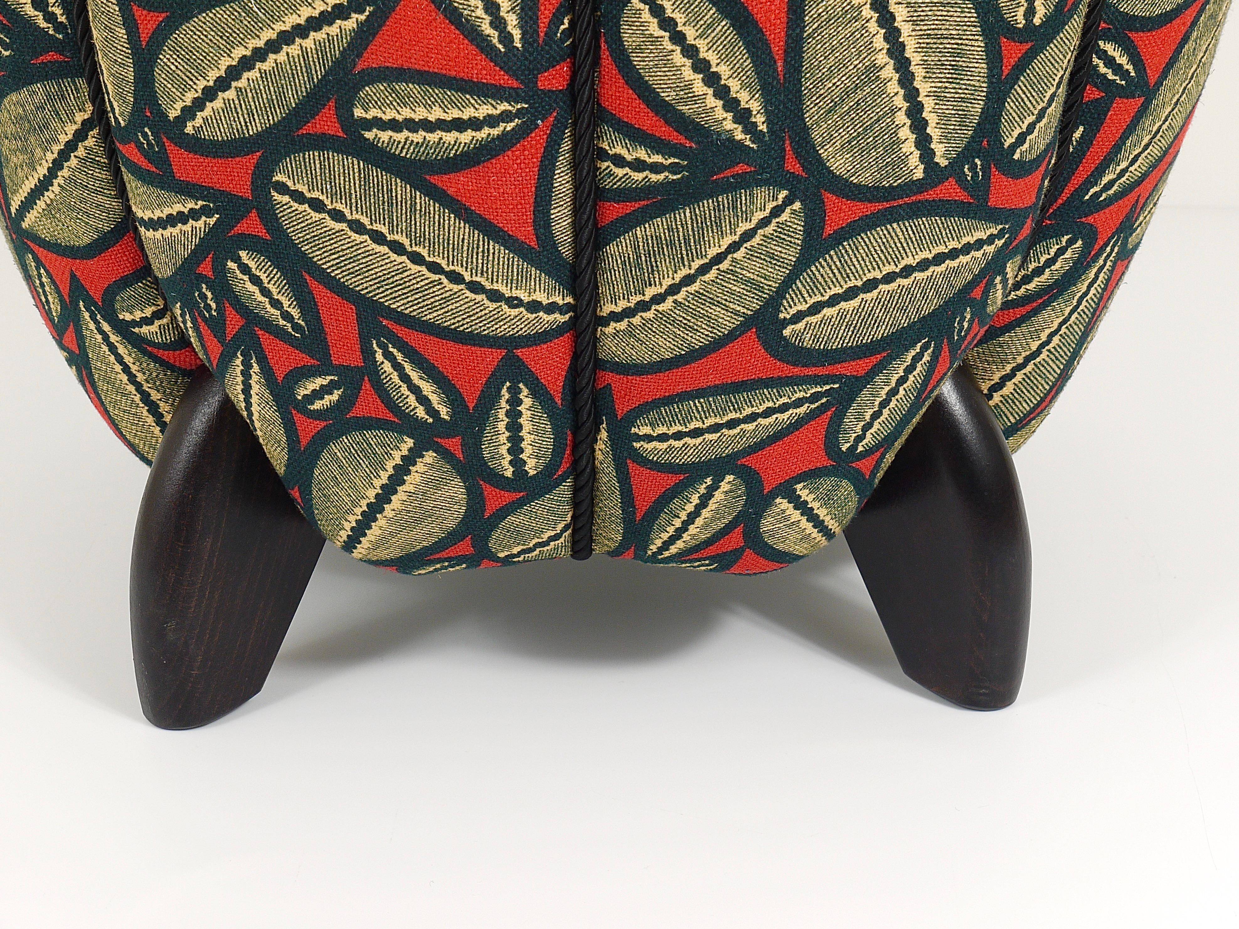 up to 3 Art Deco stools by Jindrich Halabala, leaf pattern, pouf, ottoman, 1930s