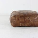 Seventies vintage patchwork leather pouf