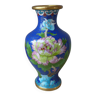 Old small vase in cloisonné brass and enamel with Asian flower decoration