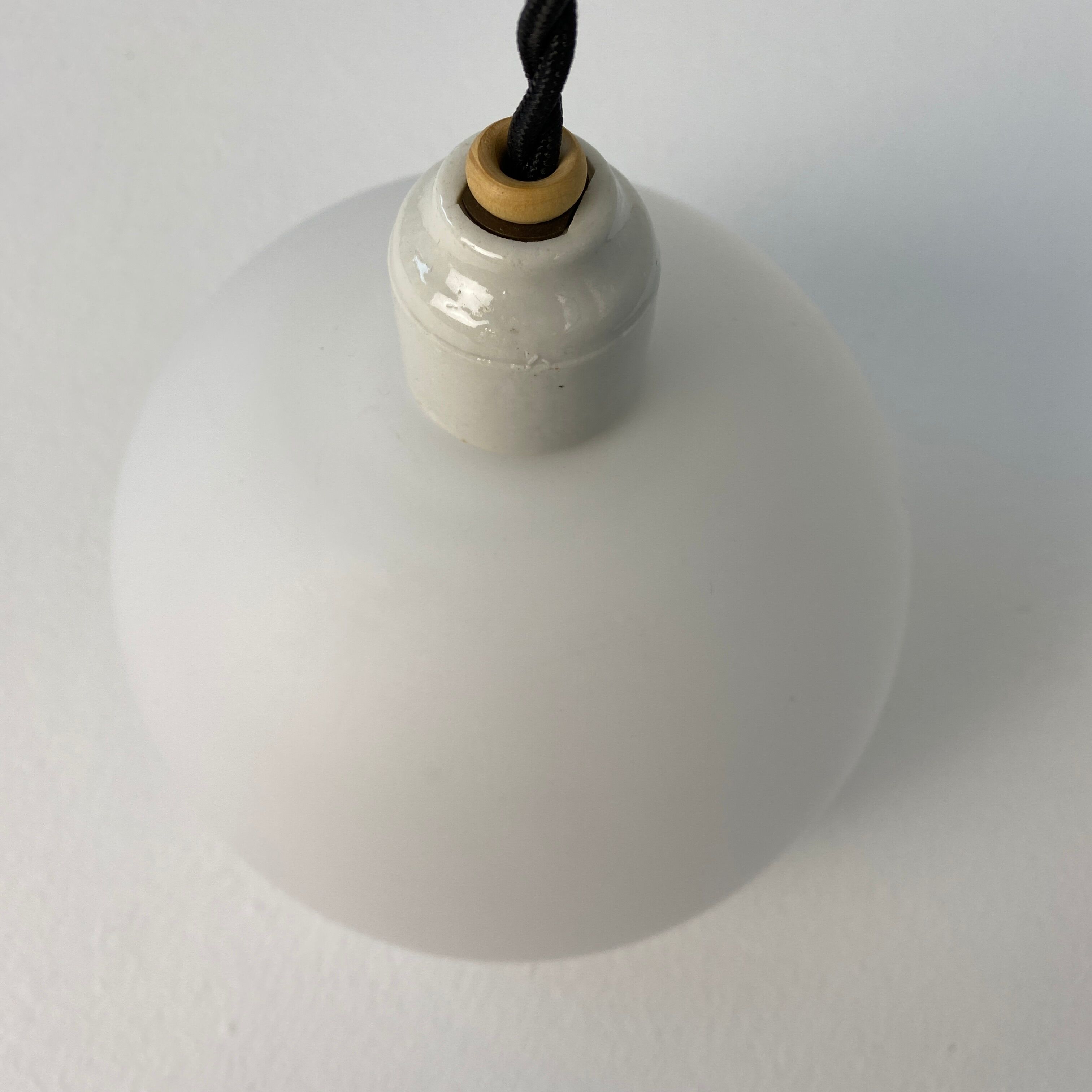 Pair of old pendant lamps in vintage opaline 14cm