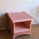 Vintage pink bamboo rattan side table or large bedside table
