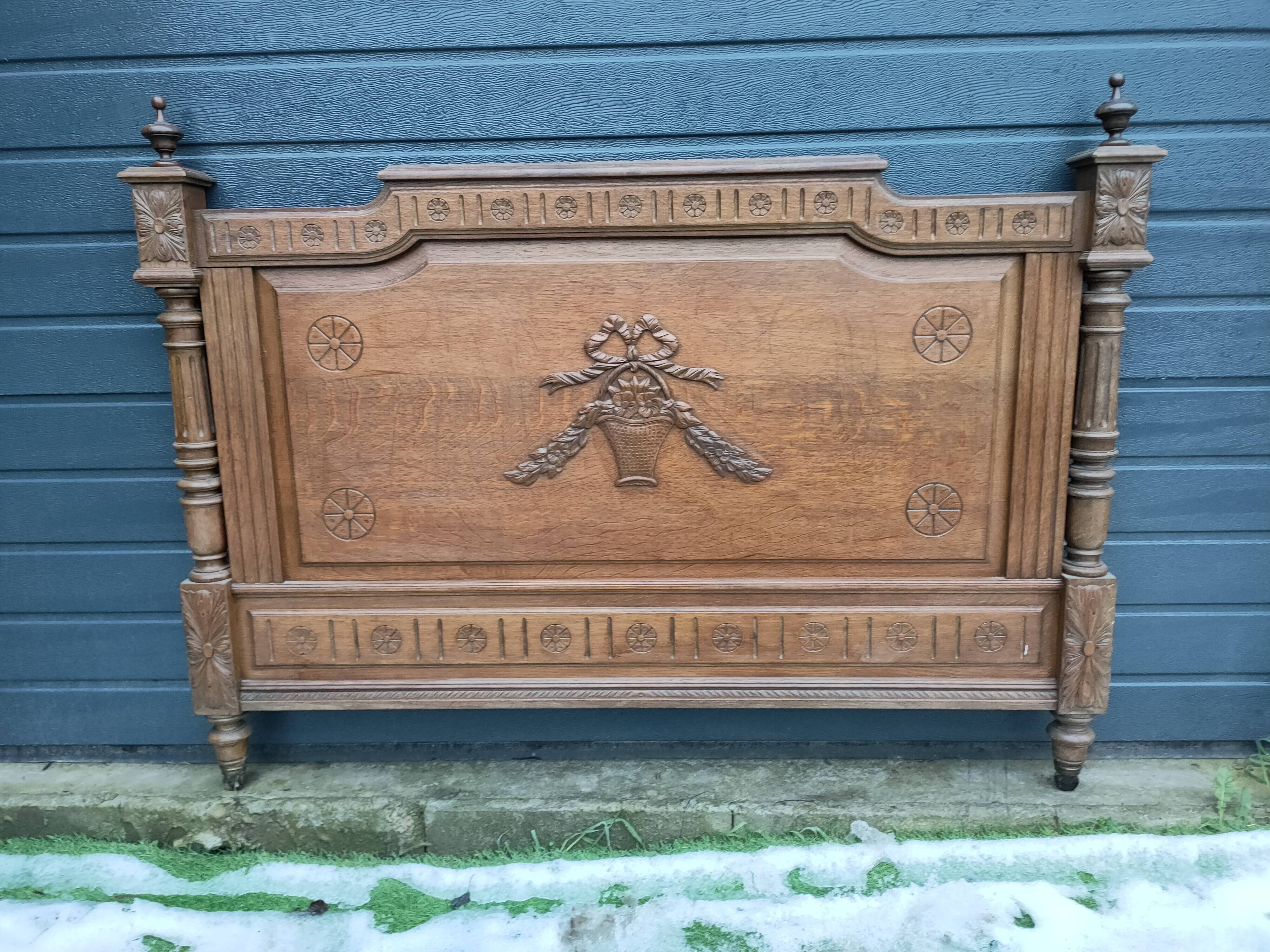 antique solid oak headboard