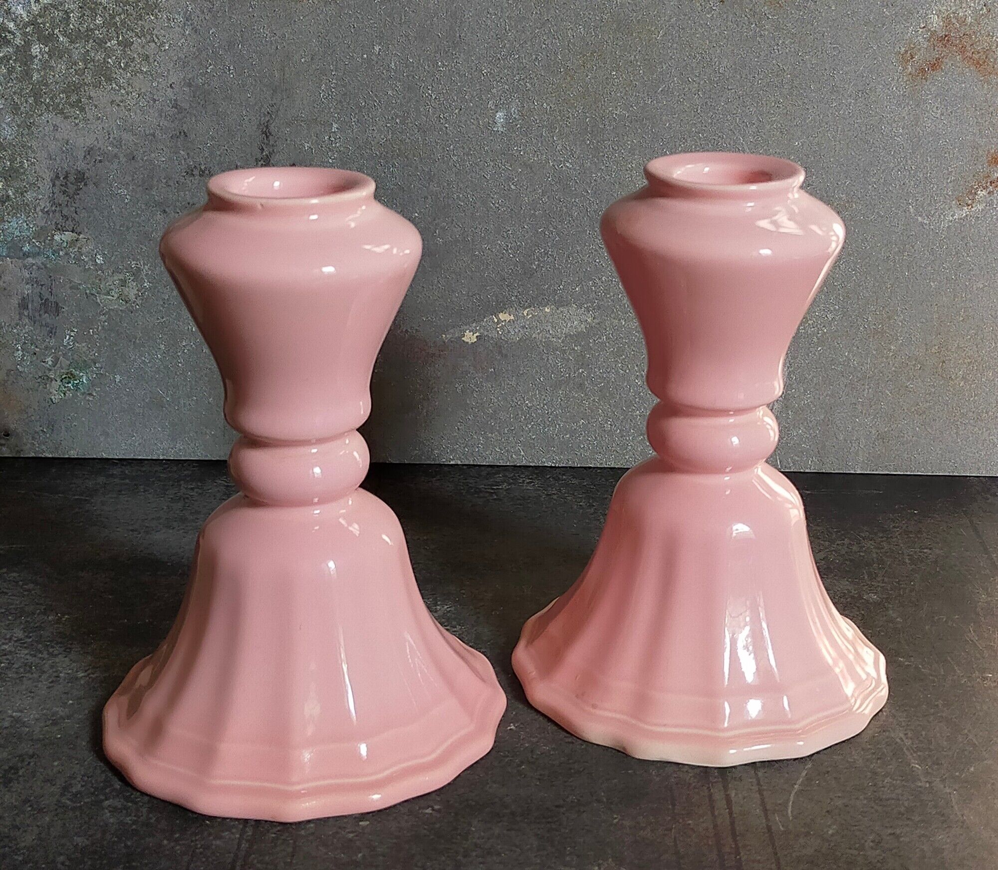 PRODUCT POP UP CHRISTMAS 2022 Duo of vintage pink ceramic candle holders