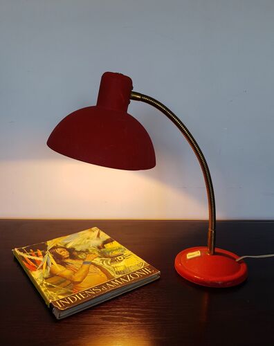 Lampe de bureau vintage col de cygne laiton et metal