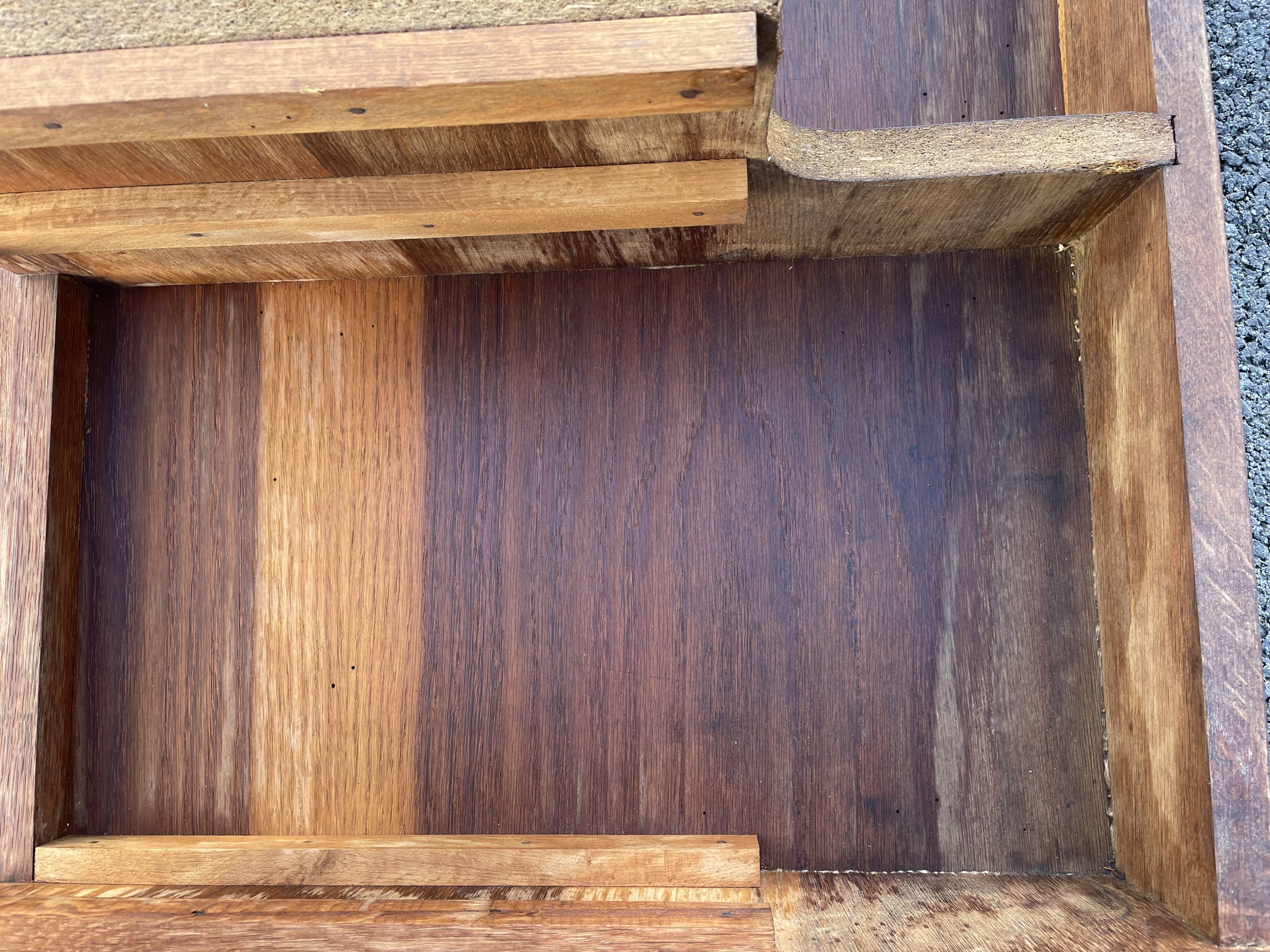 Modernist wooden desk with compass feet 1950