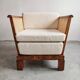 Art Deco club chair in walnut and cane, Austria 1920s
