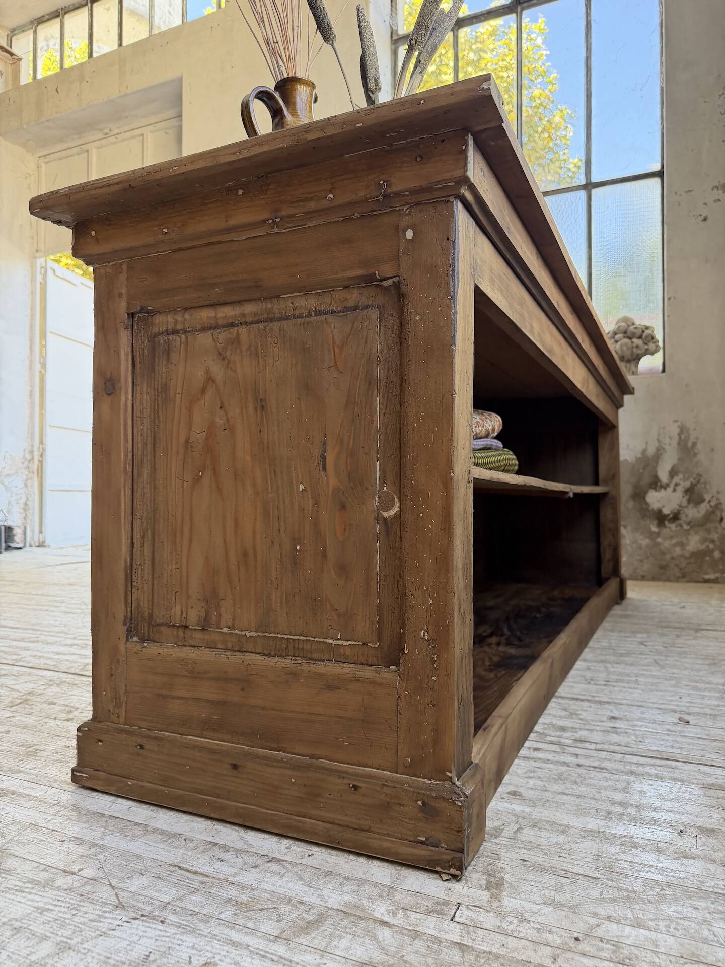 Comptoir de commerce 1950 bois pin 211cm