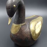 Wooden and brass swan