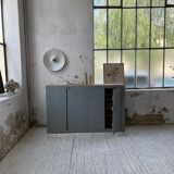 Factory blue patinated workshop furniture
