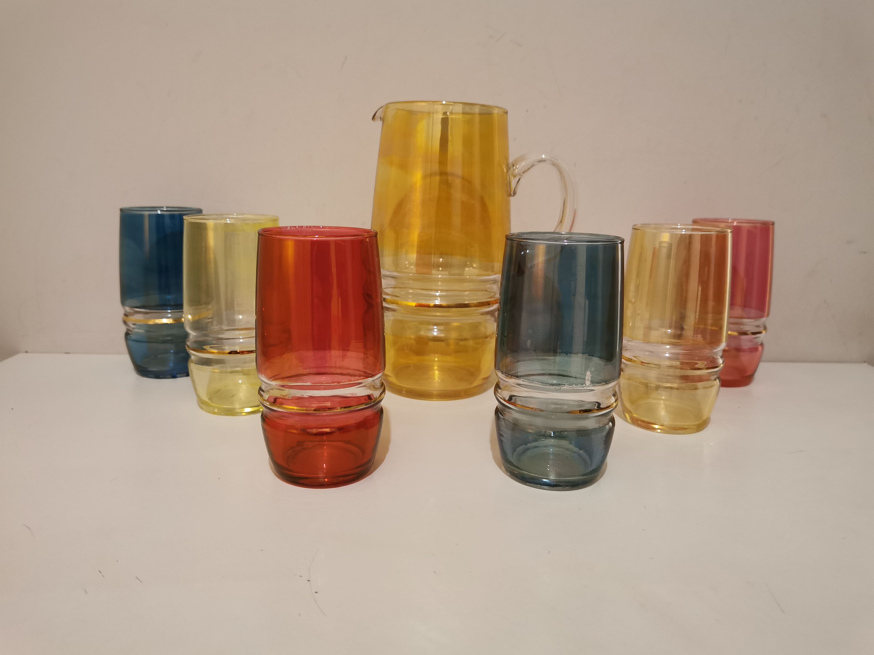 Multicolored orangeade service 60s