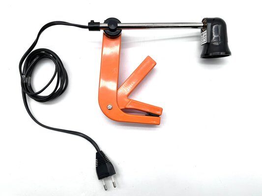2 orange clamp lamps by revue, 1970