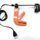2 orange clamp lamps by revue, 1970