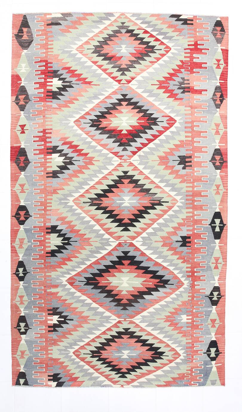 Geometric Madalion Design Kilim Rug, 181x320Cm Rug For Living Room