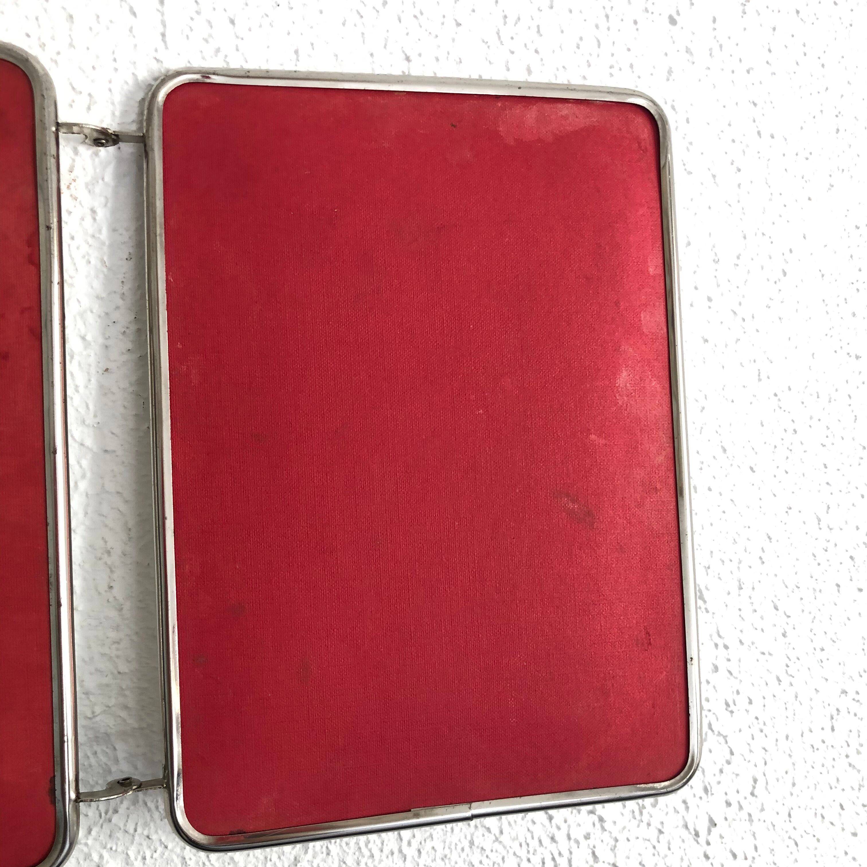 Mirror triptych vintage raspberry barber 1960 - 23 x 56 cm